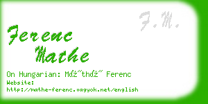 ferenc mathe business card